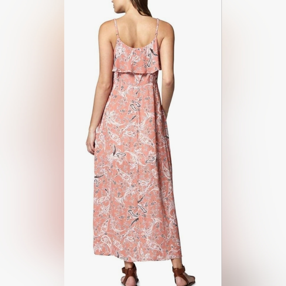 Sanctuary Isabella Maxi Dress | Size M | Peach Pink Floral Paisley Button-Front - Picture 2 of 13
